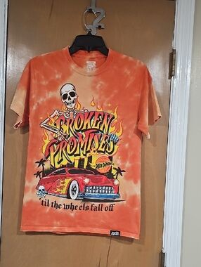 Hot Wheels 'Broken Promises' Orange Tie-Dye Short Sleeve Tee